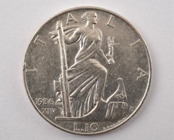 Italia 1936 10 lire de plata