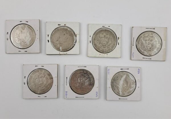 Venezuela 7 monedas de plata 5 bolívares