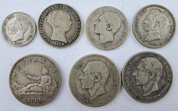 España siglo XIX 7 monedas de plata