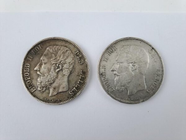 Belgica 5 francos 1870 y 1873 de plata