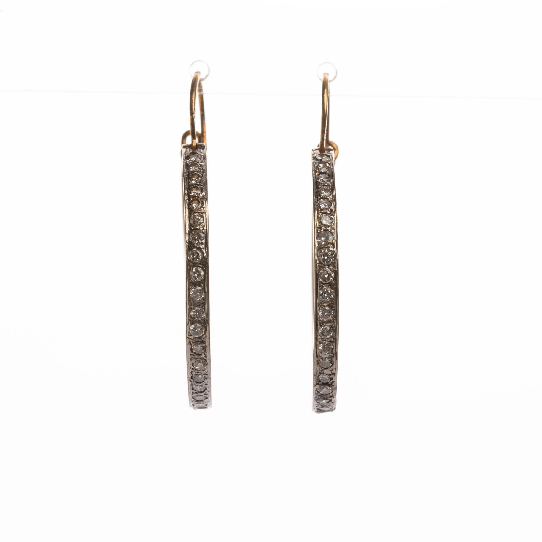 Par de caravanas en oro 18 K y brillantes - Imagen 2