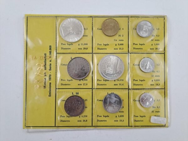 Italia 1970 set de 9 monedas
