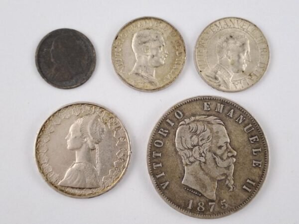 Italia y Vaticano 5 monedas de plata