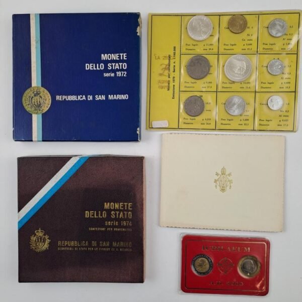 San Marino Italia Vaticano 5 sets de monedas