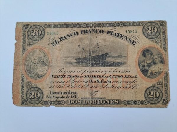 Banco Franco Platense billete 1871 Uruguay
