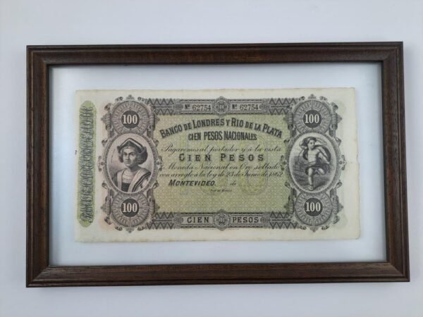 Banco de Londres y Río de la Plata billete 1875 Uruguay
