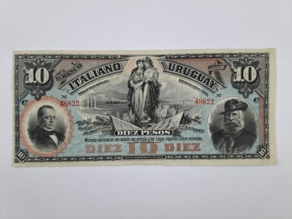 Billete Banco Italiano del Uruguay 10 pesos 1887
