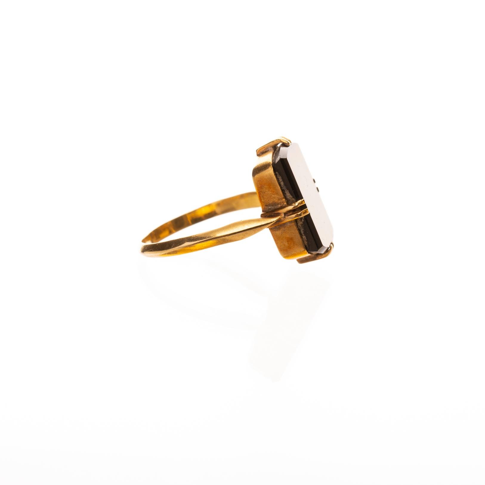 Anillo chevalier en oro 18 K y ónix - Imagen 2