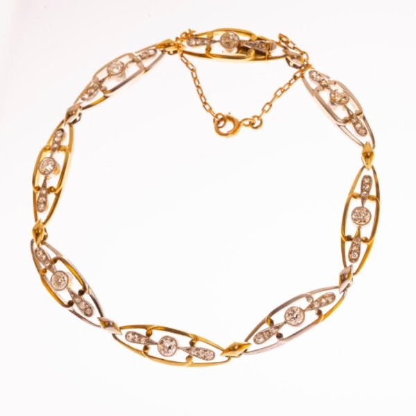 Pulsera en oro 18 K, brillantes y diamantes