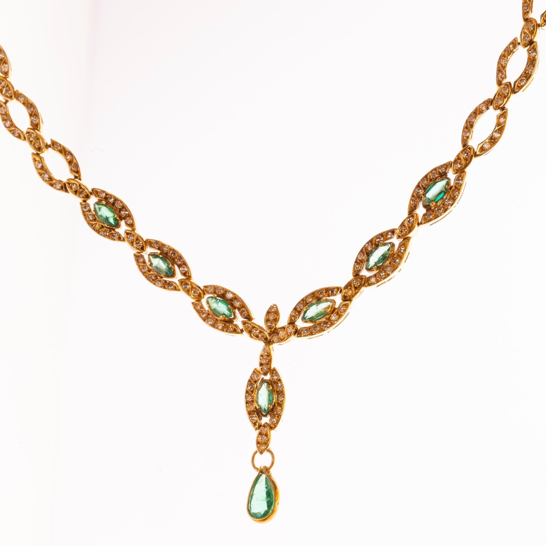 Gargantilla en oro 18 K, brillantes y esmeraldas - Imagen 2