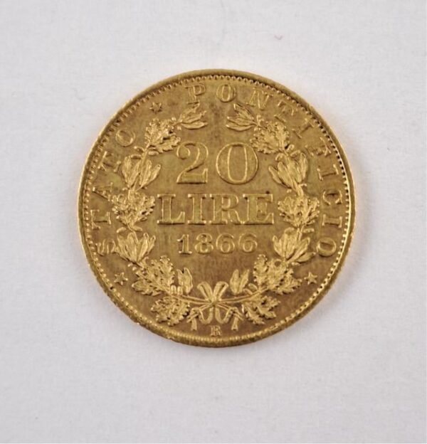 Vaticano 1866 20 lire de oro