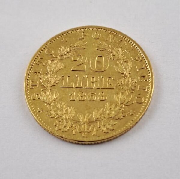Vaticano 1868 20 lire de oro