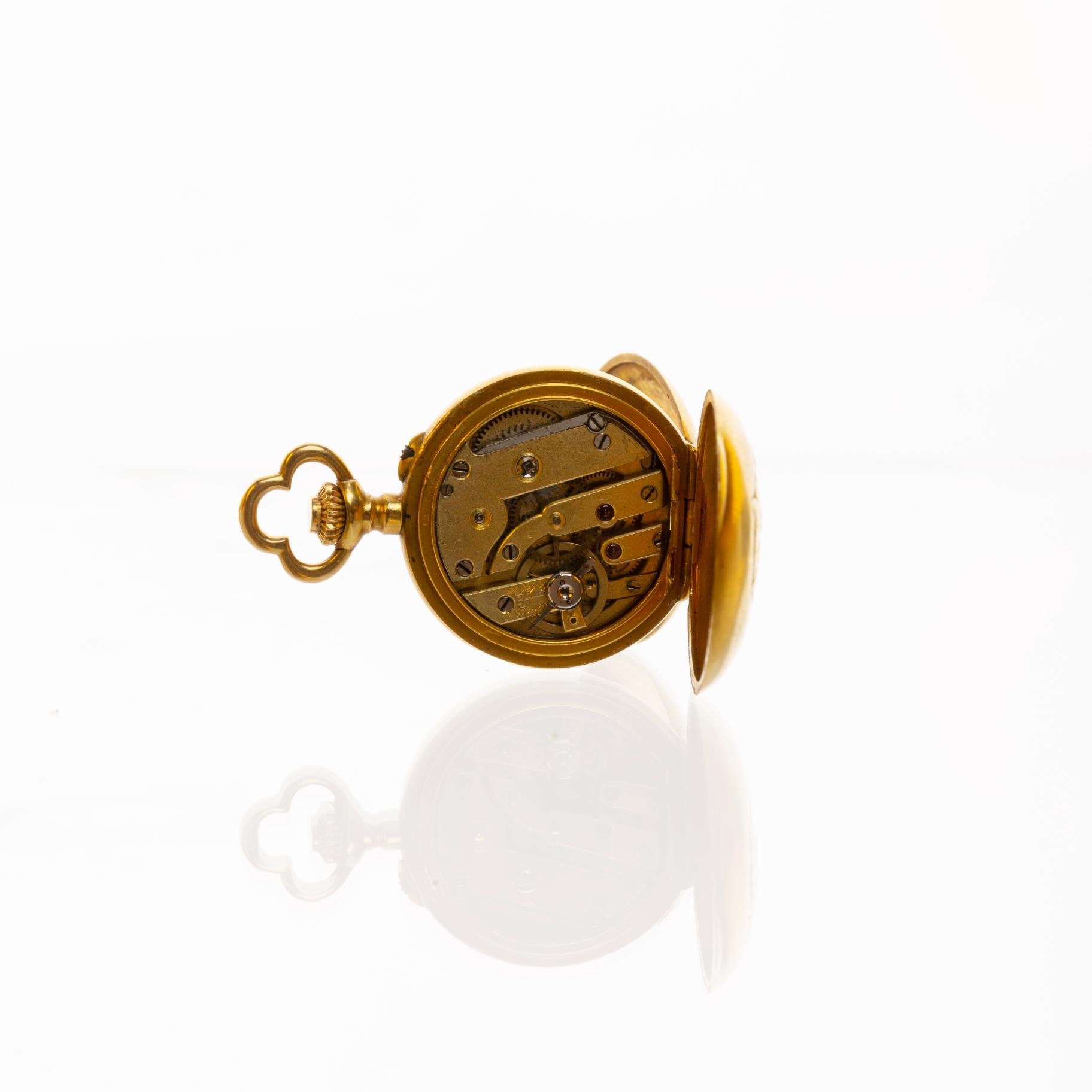 Reloj broche art nouveau en oro 18 K - Imagen 2