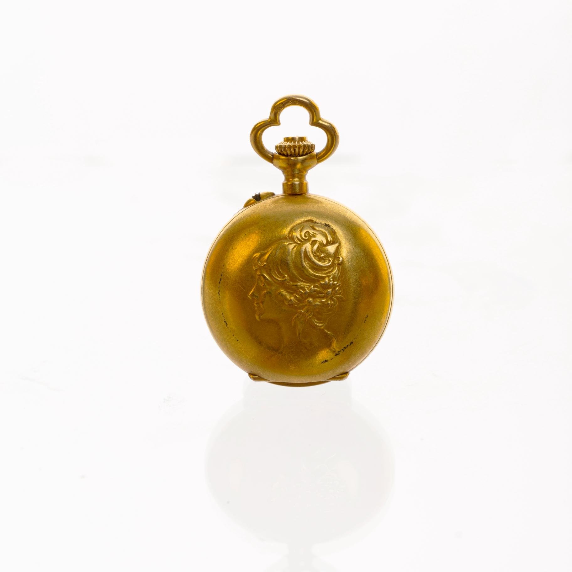 Reloj broche art nouveau en oro 18 K - Imagen 4