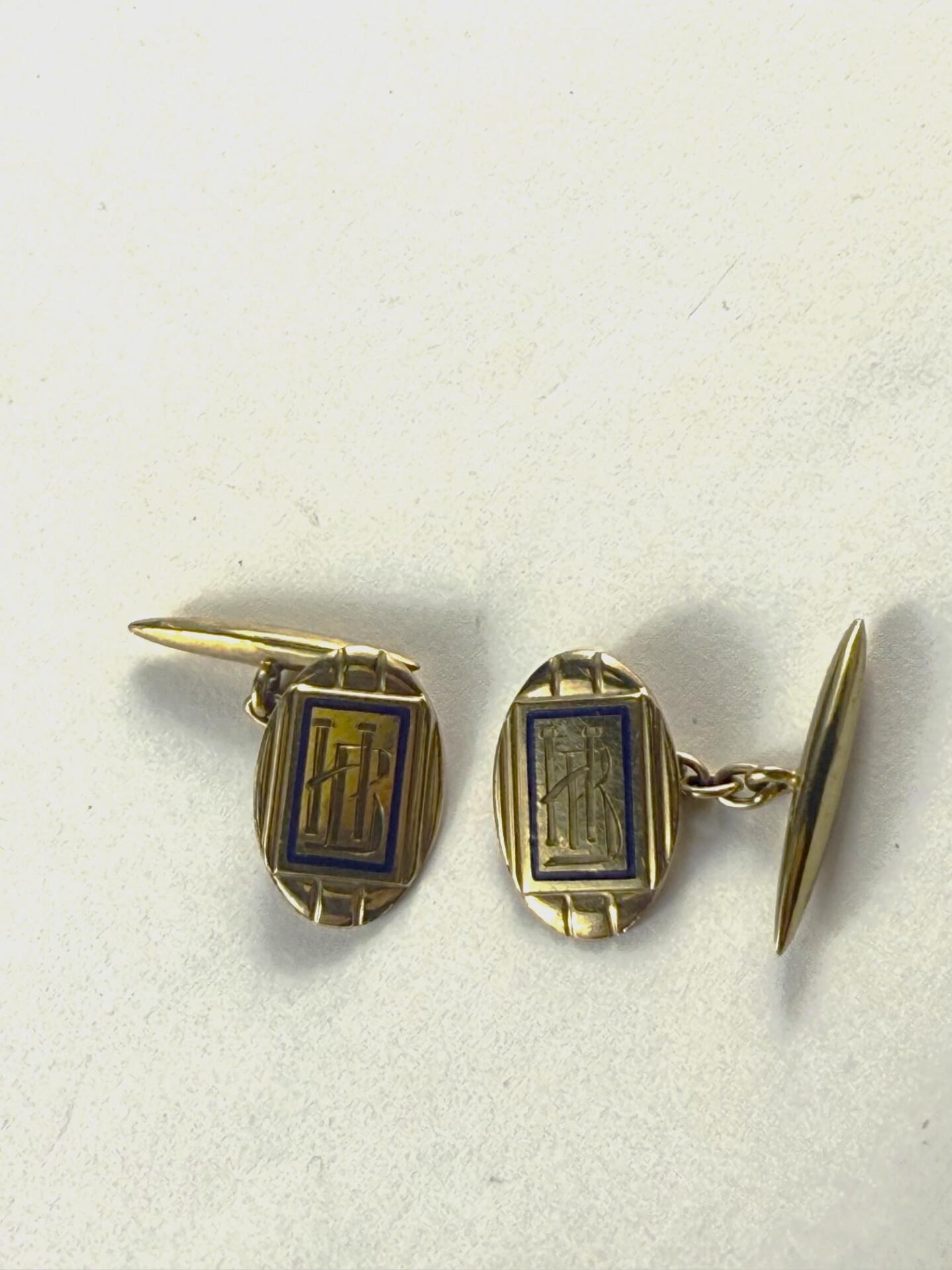 Par de gemelos en oro 18 K y esmalte - Imagen 3