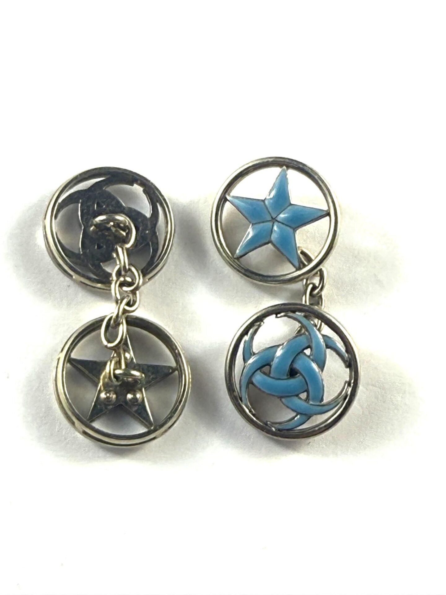 Par de gemelos en platino esmalte - Imagen 2