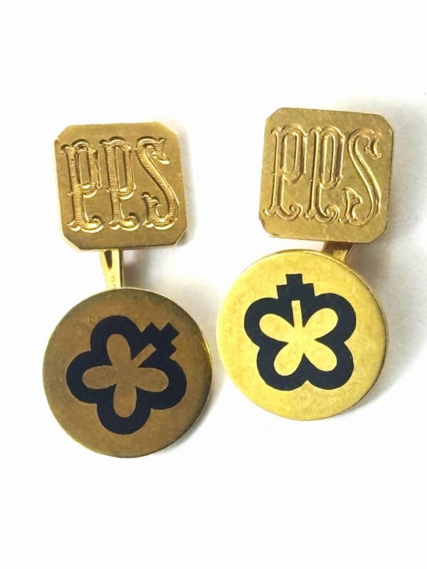 Par de gemelos en oro 18 K y esmalte