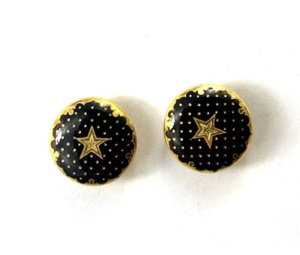 Par de botones en oro 18 K y esmalte