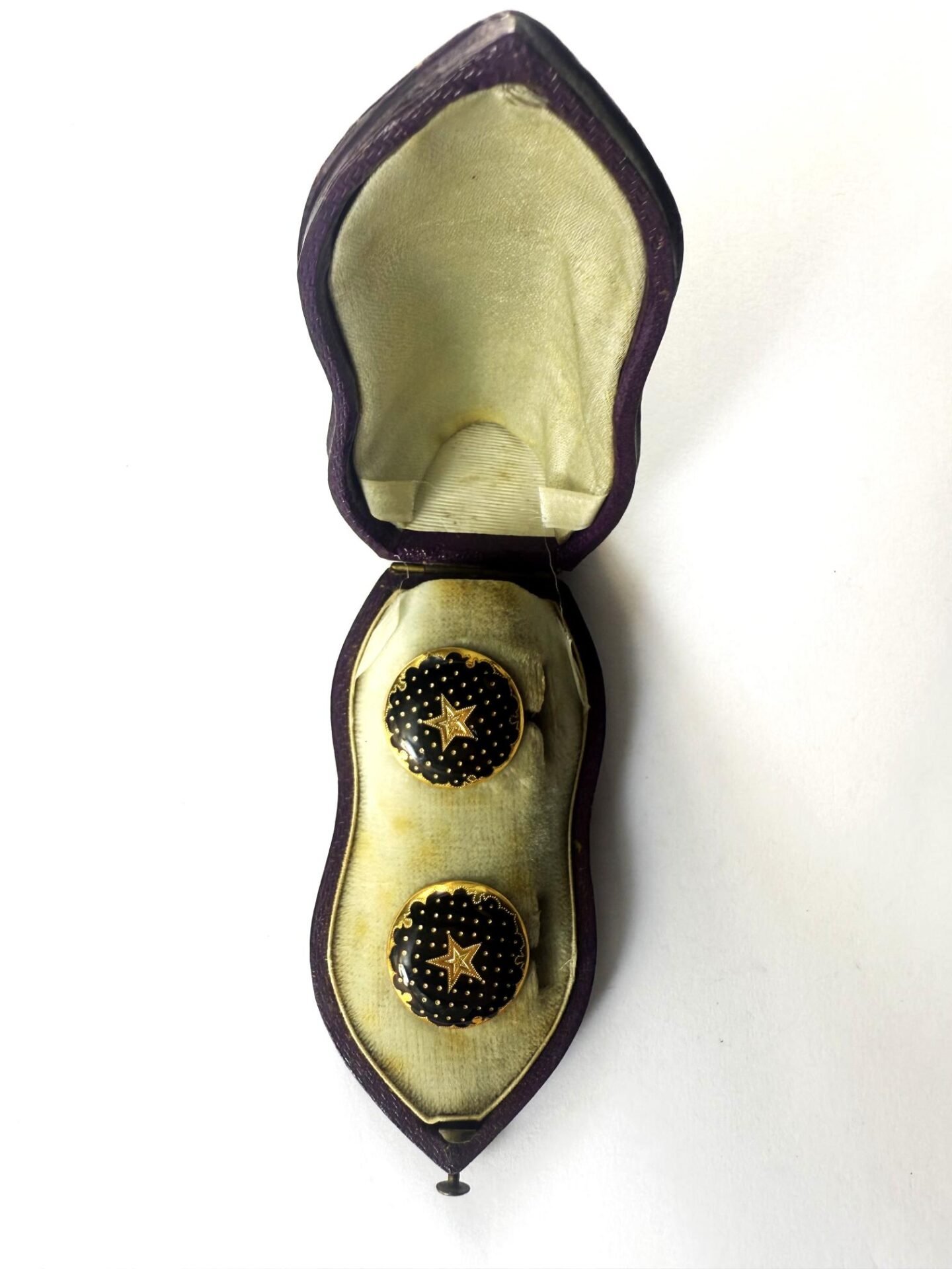 Par de botones en oro 18 K y esmalte - Imagen 2