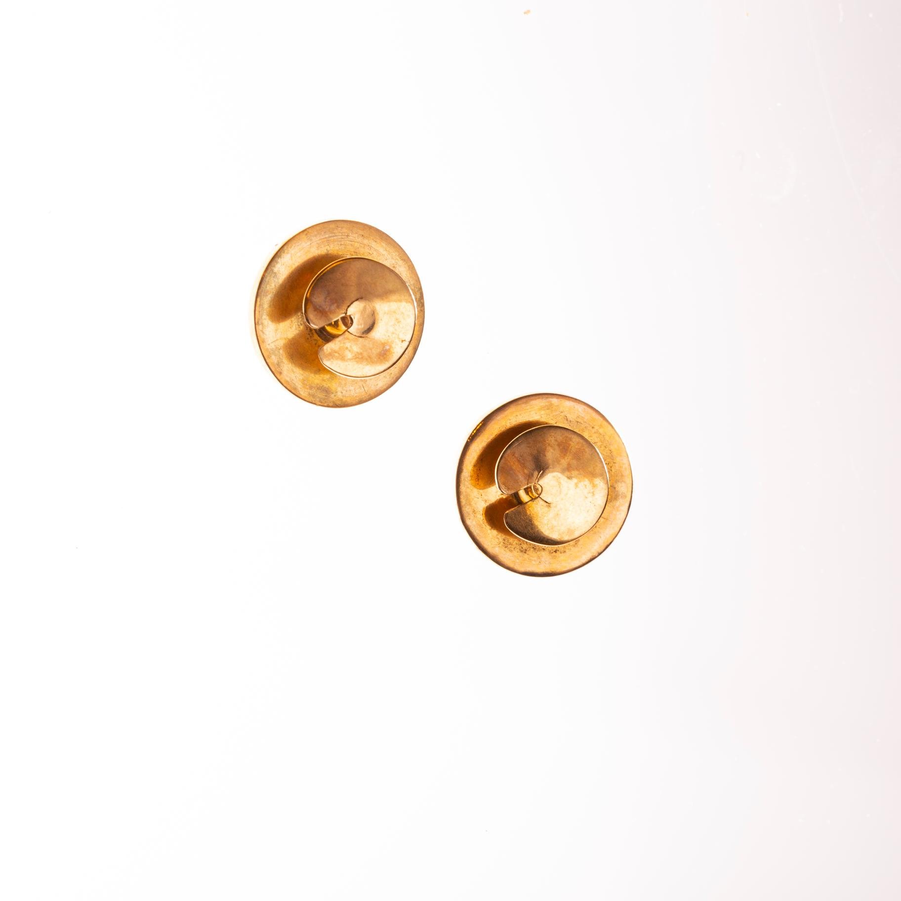 Par de botones en oro, esmalte y turquesas - Imagen 2