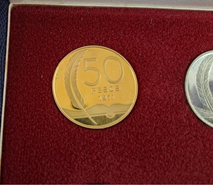 Uruguay Set 4 monedas 1971 50 pesos homenaje a Rodo en oro y plata - Imagen 6