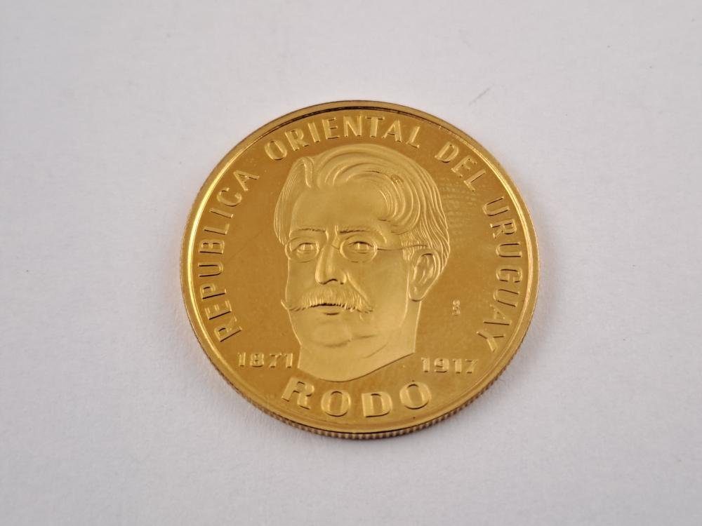 Uruguay Set 4 monedas 1971 50 pesos homenaje a Rodo en oro y plata - Imagen 5