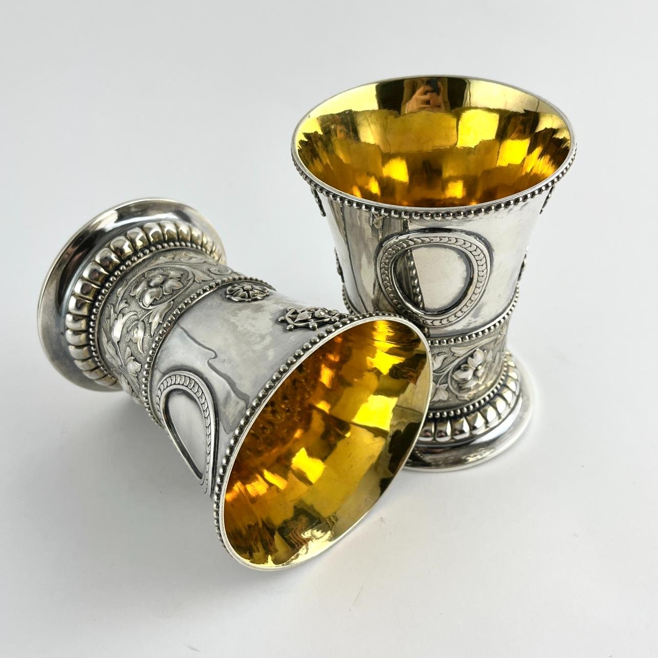 Juego inglés de vasos y jarra ingleses emn plata - Imagen 5