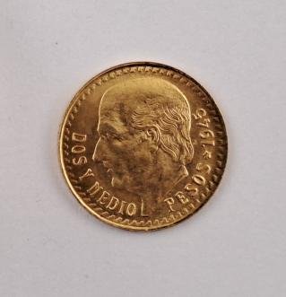 México 1945 2 y medio pesos de oro