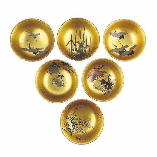 Juego de seis bowls japoneses en laca