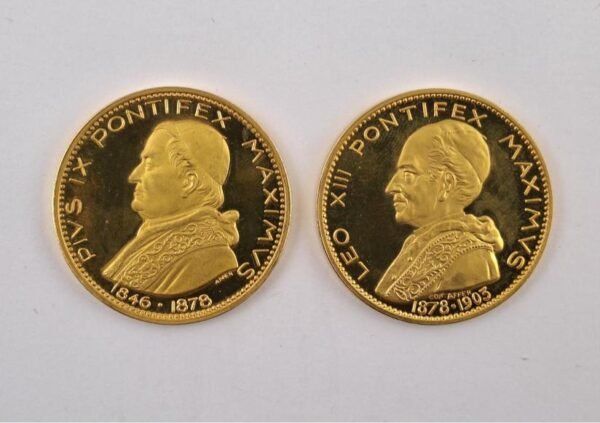 2 Medallas Vaticano Pío IX y León XIII de oro