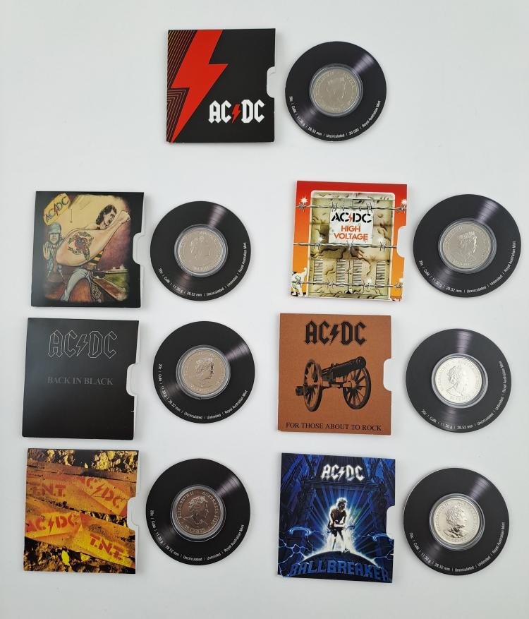 Australia AC DC set 7 monedas homenaje a 6 díscos - Imagen 2