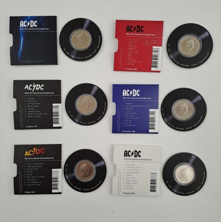 Australia AC DC set 6 monedas homenaje a 5 albums - Imagen 3