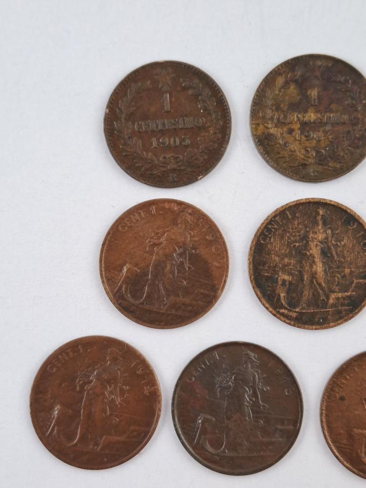 Italia 13 monedas 1 centésimo 1909 a 1918 - Imagen 3