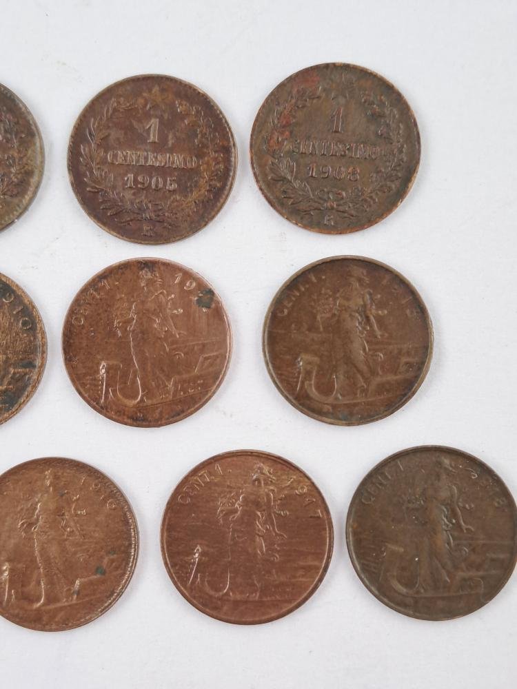 Italia 13 monedas 1 centésimo 1909 a 1918 - Imagen 4