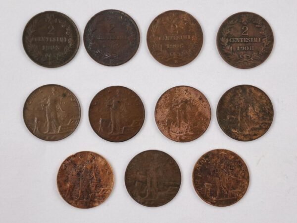 Italia 11 monedas 2 centesimi 1903 a 1917