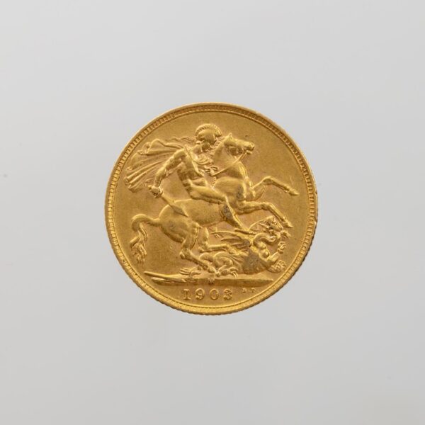 Moneda británica en oro una libra