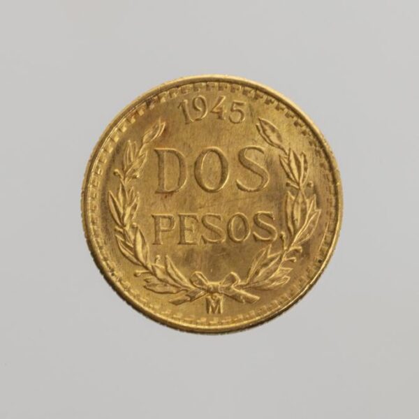 Moneda mexicana en oro 2 pesos