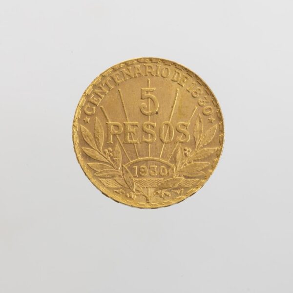 Moneda uruguaya en oro 5 pesos